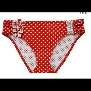 Betsey Johnson red pinwheel swimsuit bottom Size S